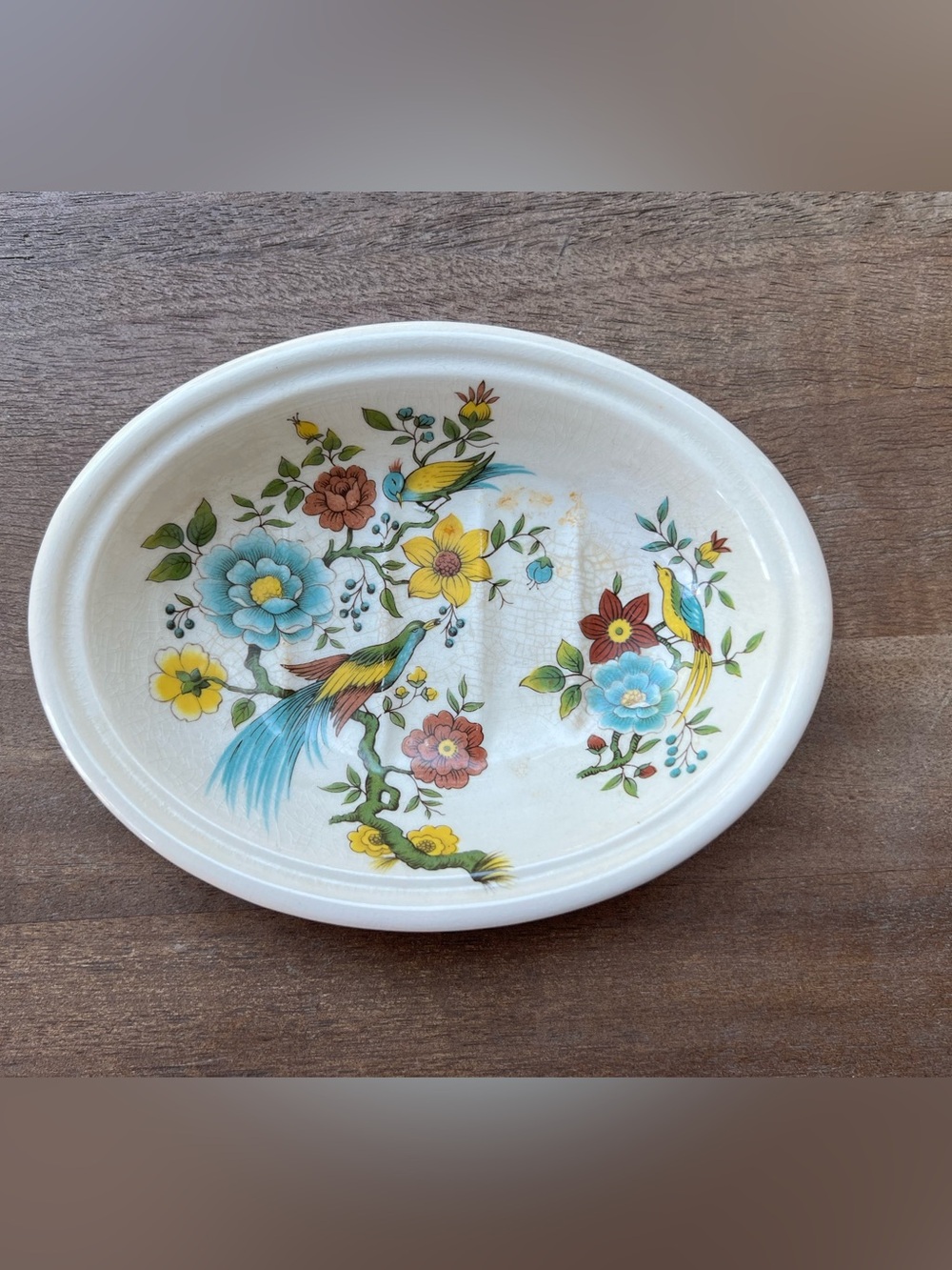 Vintage Mason's Ironstone for Crabtree & Evelyn Ceramic Soap Dish, Exotic Bird